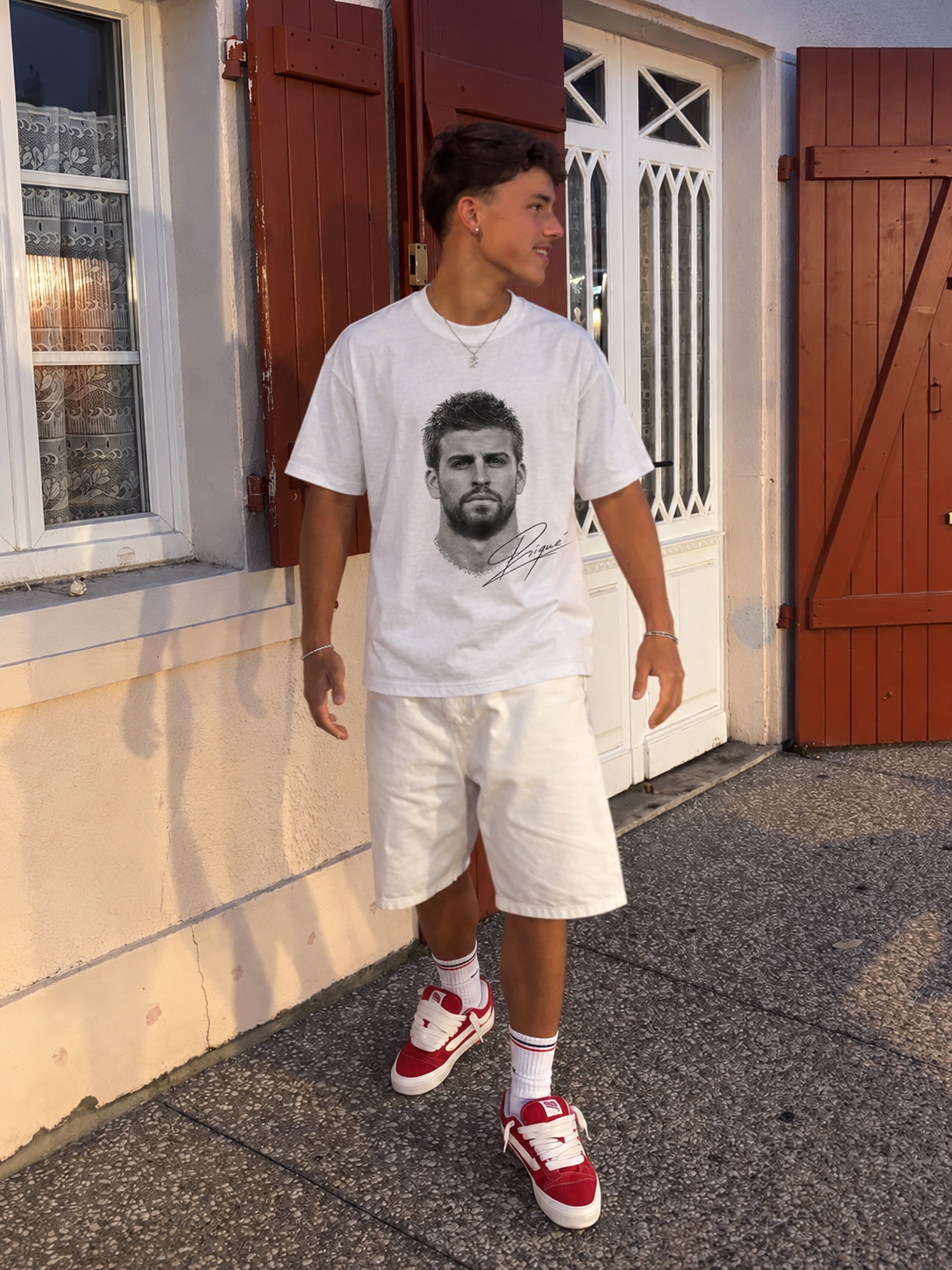 Model wearing a JØGA tee from the lookbook shoot