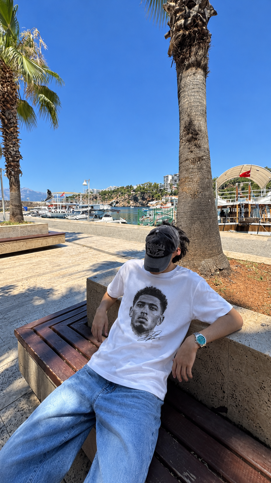 Model wearing a JØGA tee from the lookbook shoot