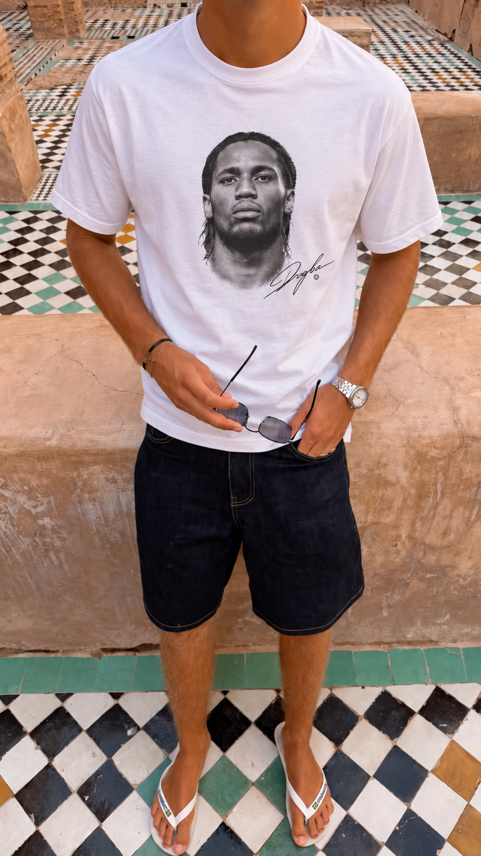 Model wearing a JØGA tee from the lookbook shoot